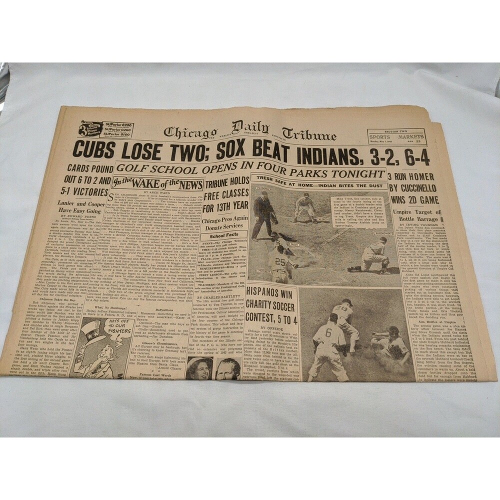 Chicago Daily Tribune Section Two Sports Monday May 7 1945 Newspaper